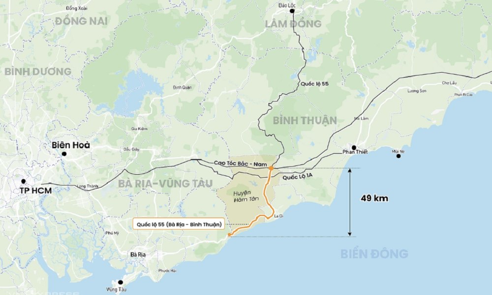 Vị trí Quậy Complex nằm gần Quốc lộ 55