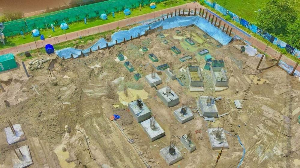 Một số vị trí móng đã có bê tông cốt thép